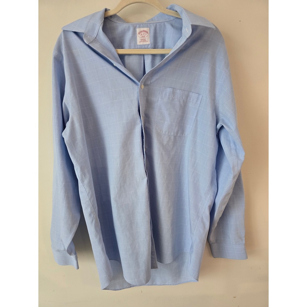 Brooks Brothers 346 Button Down Shirt Mens Regular Fit Blue Plaid Long‎ Sleeve